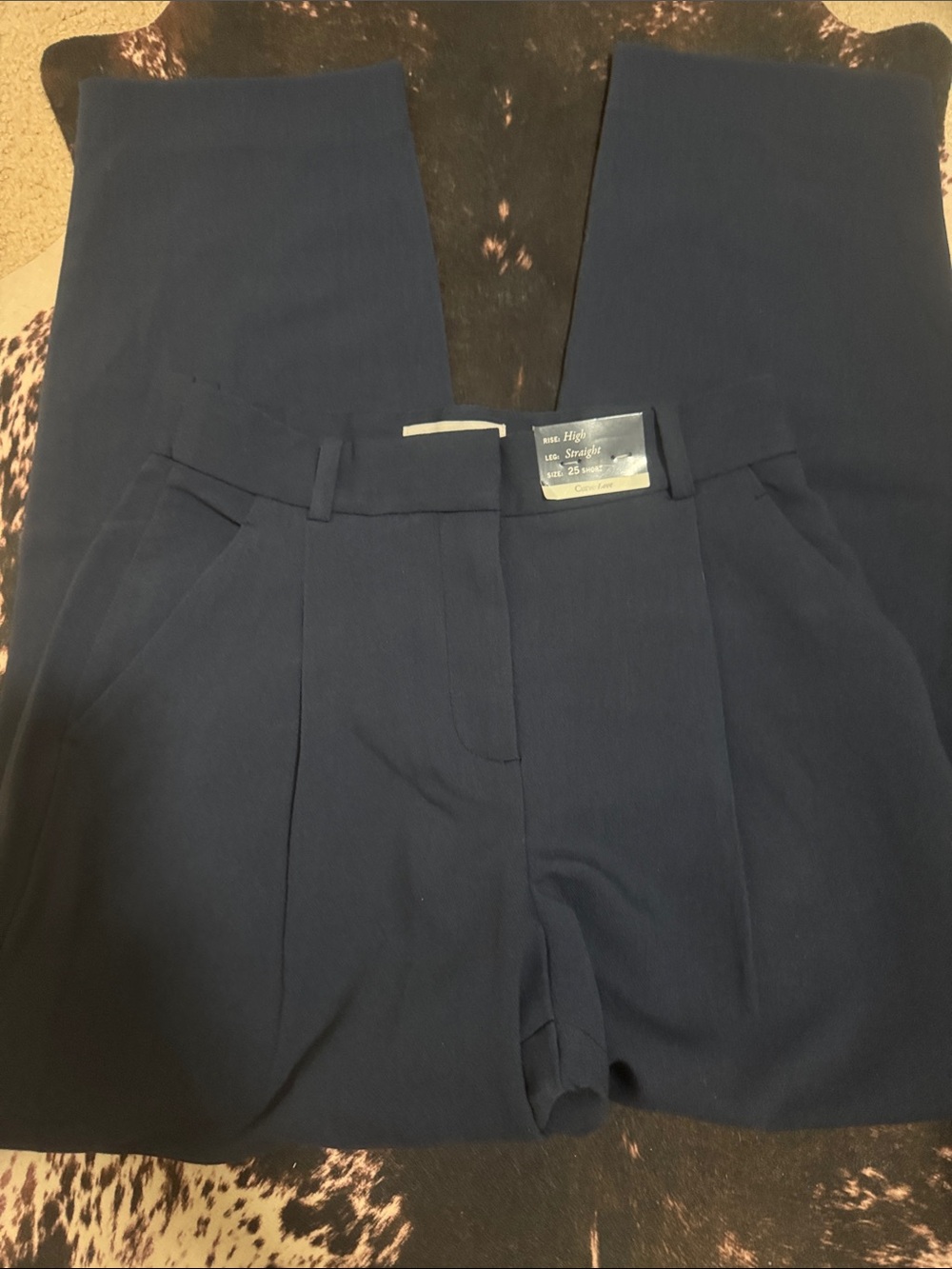 Abercrombie & Fitch Navy High-Rise Wide Leg Trousers